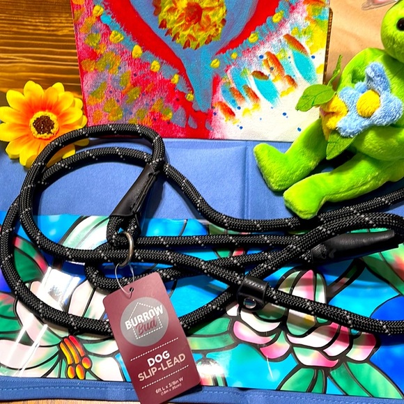 Slip lead Rope Dog Leash 6ft - NWT Burrow Bud black gray - Picture 2 of 3